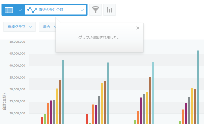 スクリーンショット:「グラフが保存されました」のポップアップが出ている