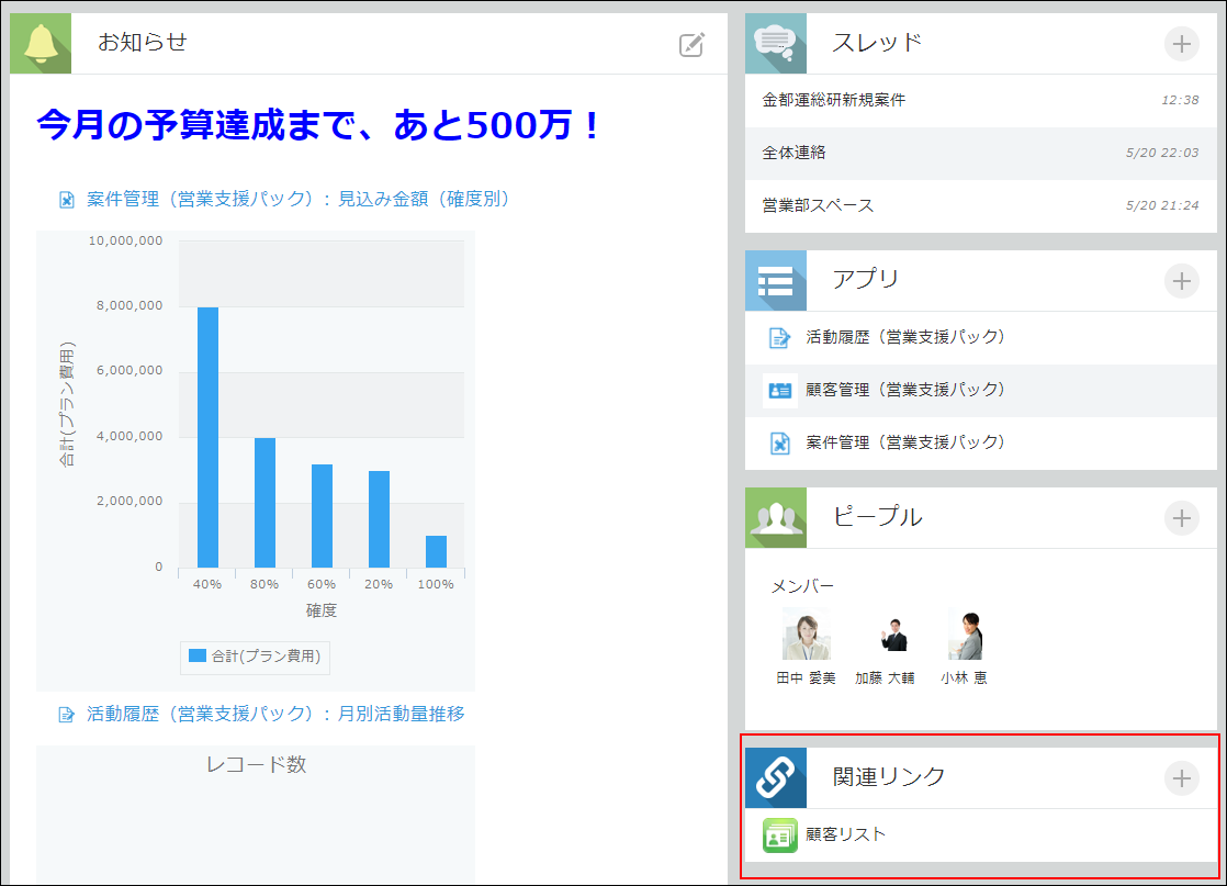 スクリーンショット：［関連リンク］を枠線で強調している